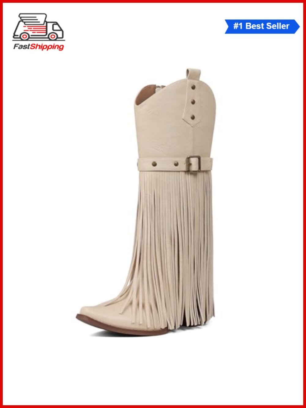 ✨Grakihily Cowgirl Boots Retro Block Chunky Suede Fringe Cowboy Boots